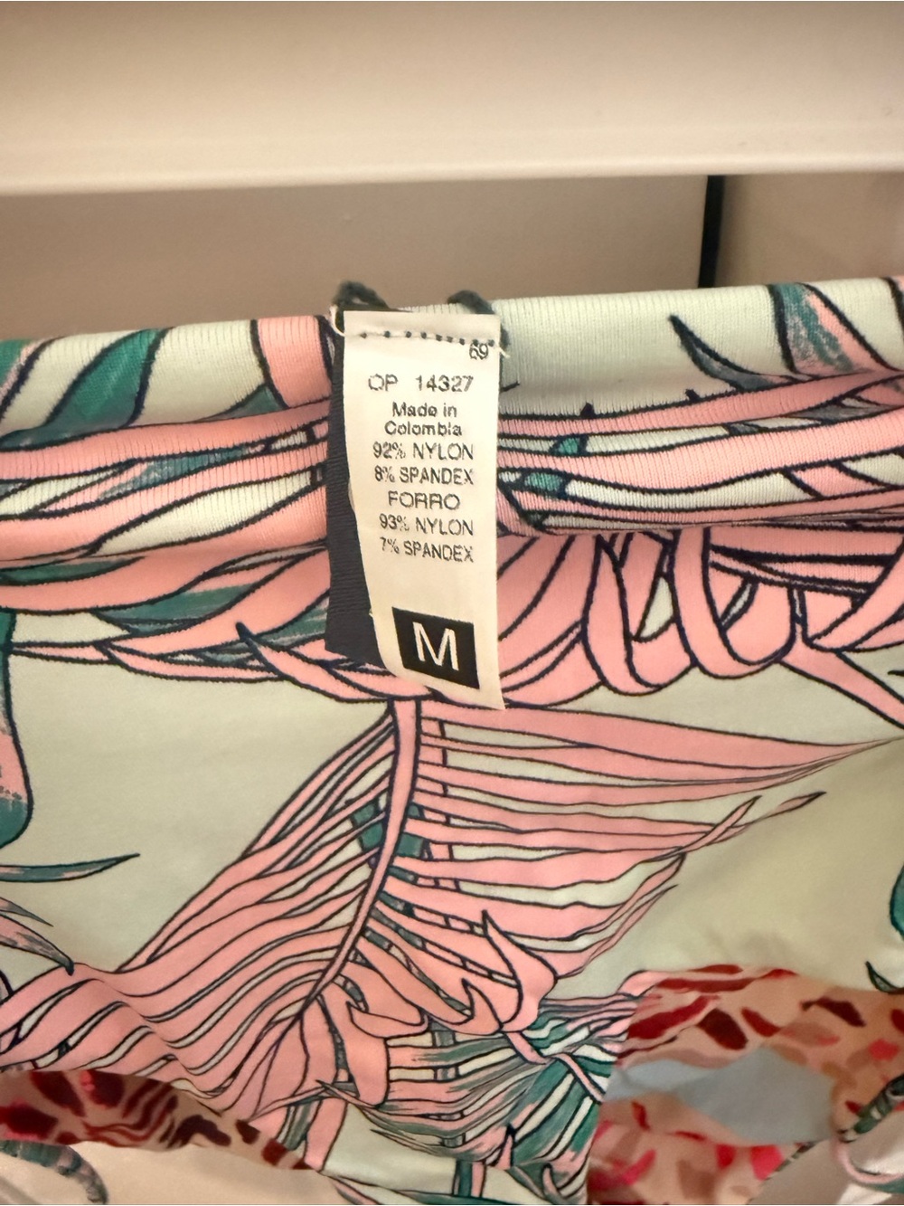 Reversible Maaji High-Waist Bikini Bottom-Mint, Pink, Teal and Coral Palm Print - Picture 2 of 5